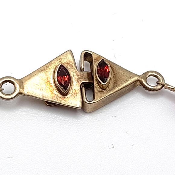 Vintage Red Clear Crystal Necklace Bracelet Set, Artisan Gemstone Clasps - Picture 2 of 9